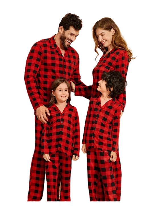 Modern Christmas Pyjamas in Red Checkered