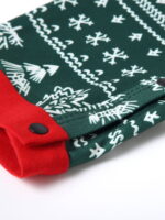 Modern green Christmas pyjamas with winter motifs, snowflakes, fir trees