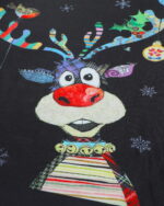 Pigiama di Natale originale con renna patchwork