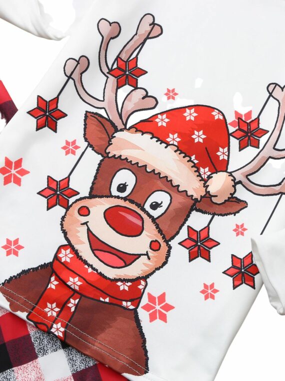 Pijama de Navidad Reno Sonriente con decoración de Estrellas