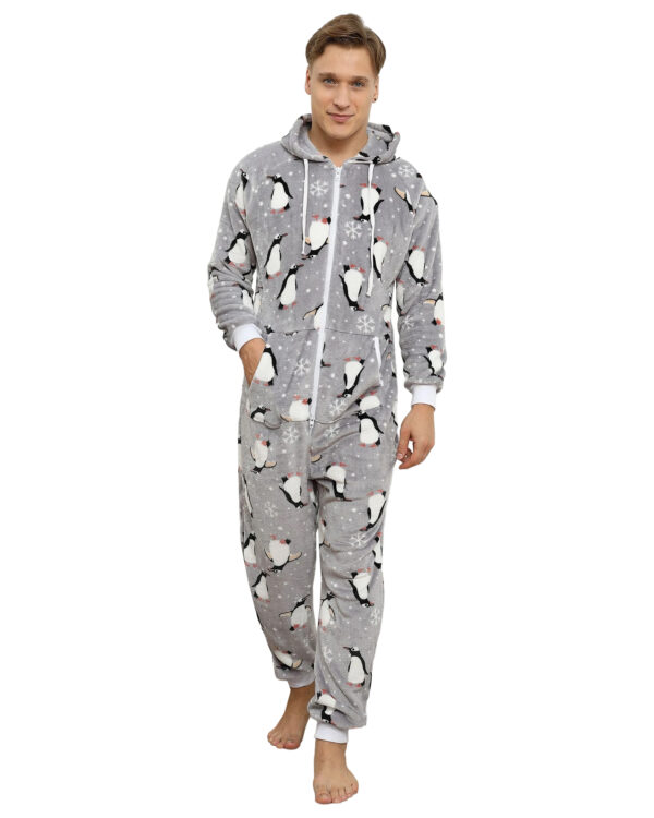 Xmas Party Jumpsuit Snowy Penguins for Men's