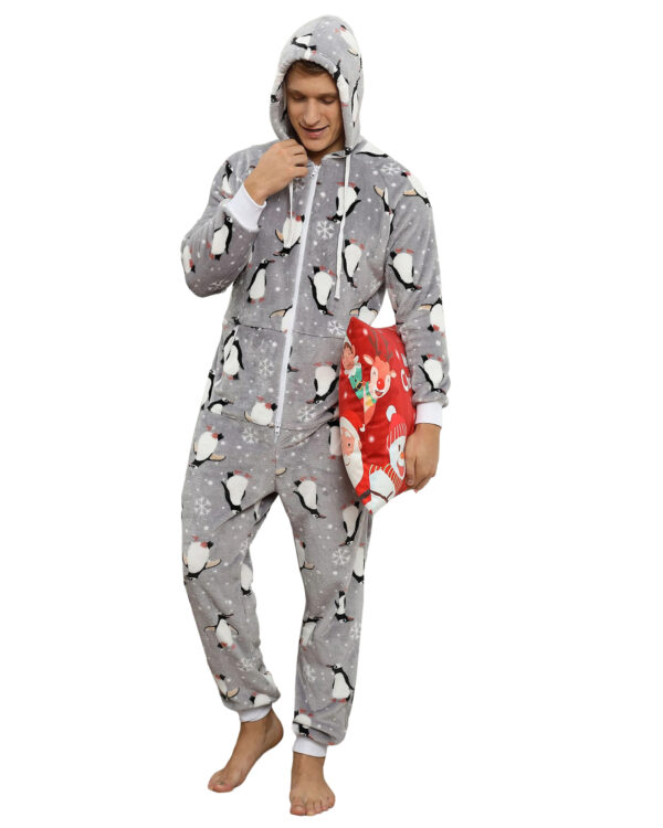 Xmas Party Jumpsuit Snowy Penguins for Men's