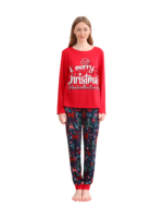 Rood blauwe familie Vrolijk kerstfeest bedrukte pyjama met patronen