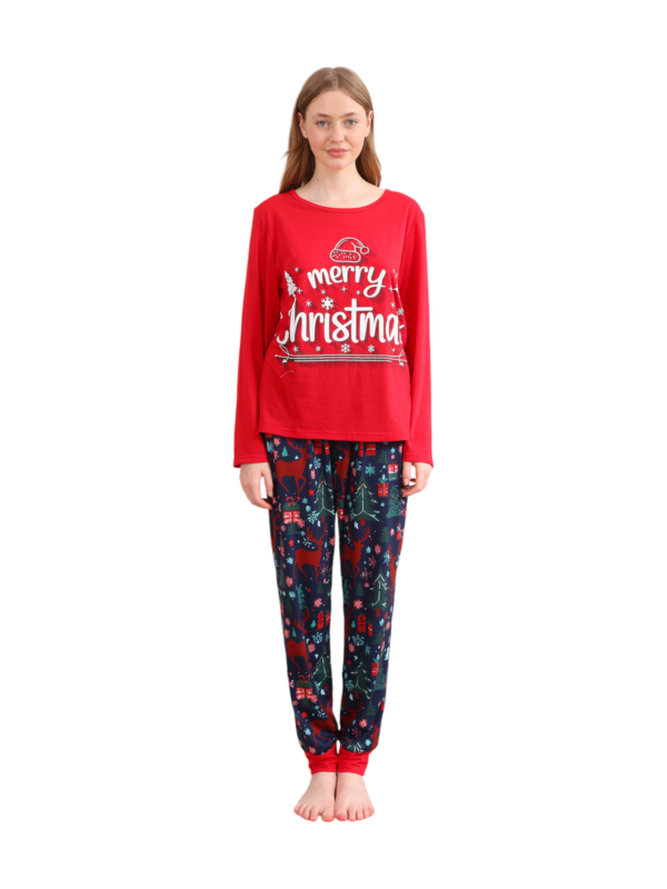 Rood blauwe familie Vrolijk kerstfeest bedrukte pyjama met patronen