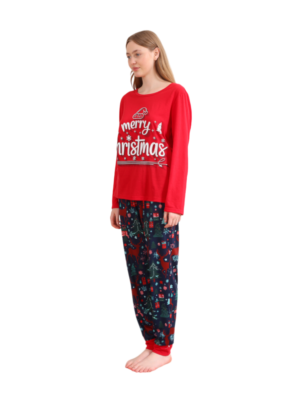 Rood blauwe familie Vrolijk kerstfeest bedrukte pyjama met patronen