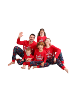 Rood blauwe familie Vrolijk kerstfeest bedrukte pyjama met patronen
