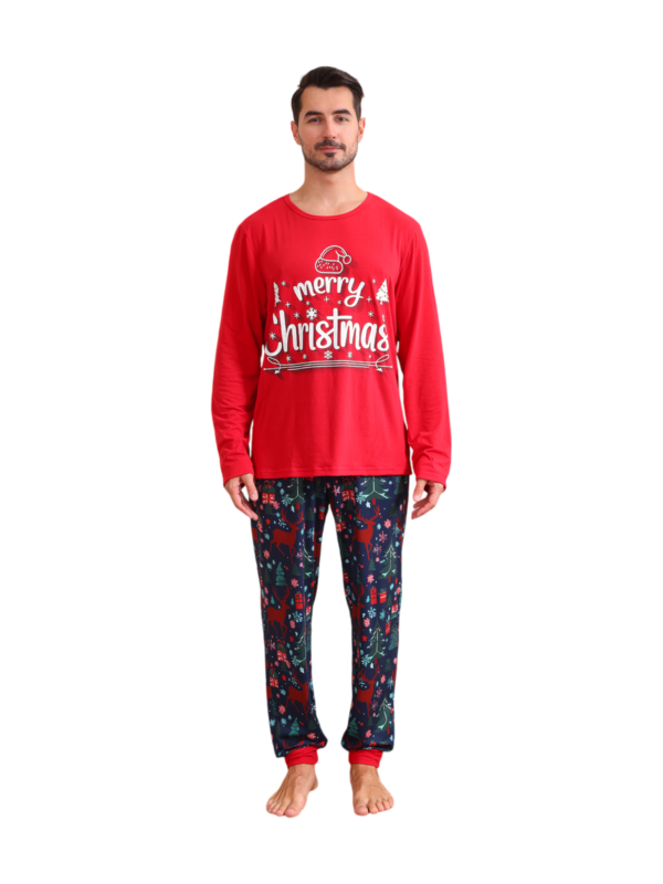 Rood blauwe familie Vrolijk kerstfeest bedrukte pyjama met patronen