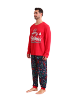 Rood blauwe familie Vrolijk kerstfeest bedrukte pyjama met patronen