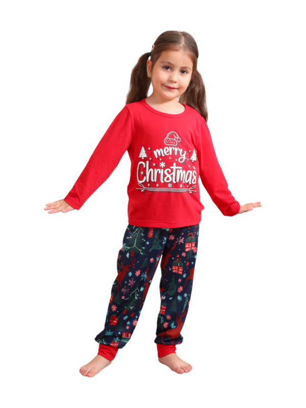 Rood blauwe familie Vrolijk kerstfeest bedrukte pyjama met patronen