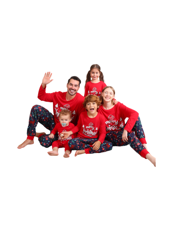 Rood blauwe familie Vrolijk kerstfeest bedrukte pyjama met patronen