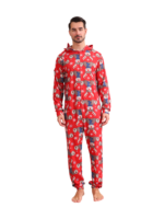 Mono con capucha de reno rojo y diseño de bufanda azul de reno