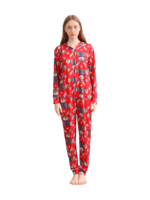 Mono con capucha de reno rojo y diseño de bufanda azul de reno