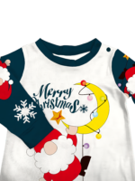 Lustiger Weihnachtsmann, der sich an seinen Mond klammert, Weihnachtspyjama der Familie