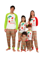 Grinchmaspyjamas för hela familjen, röd, grönrandig