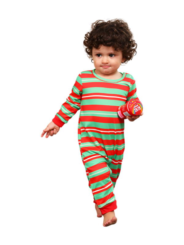Grinchmaspyjamas för hela familjen, röd, grönrandig