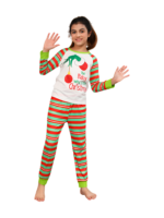 Grinchmaspyjamas för hela familjen, röd, grönrandig