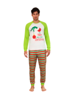 Grinchmaspyjamas för hela familjen, röd, grönrandig