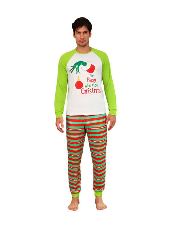 Grinchmaspyjamas för hela familjen, röd, grönrandig