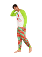 Grinchmaspyjamas för hela familjen, röd, grönrandig