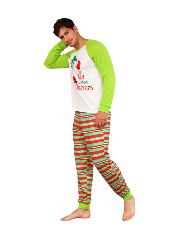 Grinchmaspyjamas för hela familjen, röd, grönrandig