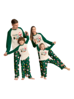 Originale pigiama natalizio verde stellato con motivi natalizi e di Babbo Natale