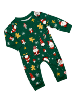 Originale pigiama natalizio verde stellato con motivi natalizi e di Babbo Natale