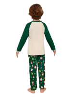 Originale pigiama natalizio verde stellato con motivi natalizi e di Babbo Natale
