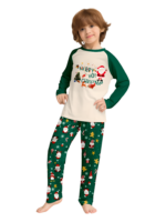 Originale pigiama natalizio verde stellato con motivi natalizi e di Babbo Natale