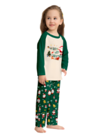 Originale pigiama natalizio verde stellato con motivi natalizi e di Babbo Natale