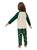 Originale pigiama natalizio verde stellato con motivi natalizi e di Babbo Natale