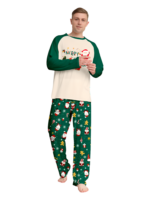 Originale pigiama natalizio verde stellato con motivi natalizi e di Babbo Natale