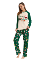 Originale pigiama natalizio verde stellato con motivi natalizi e di Babbo Natale