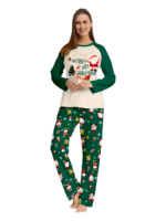 Originale pigiama natalizio verde stellato con motivi natalizi e di Babbo Natale