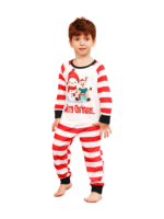 Snögubben och hans glada renkompis, rödrandig familjepyjamas