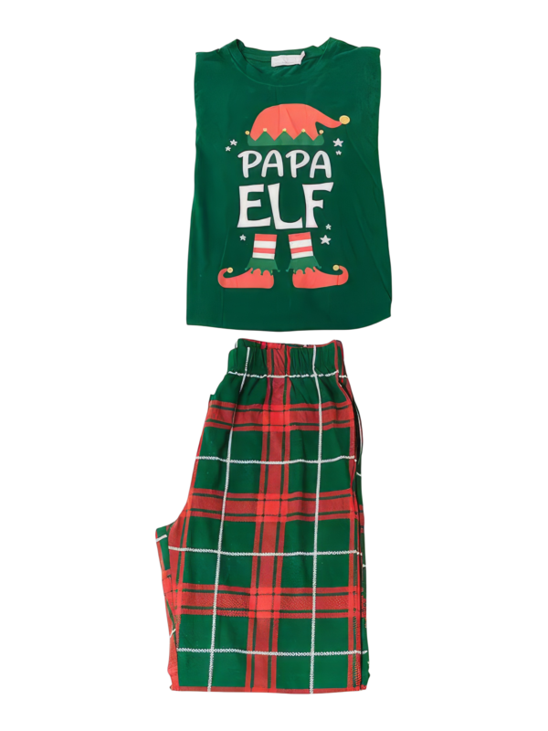 Elf Christmas pyjamas family, couple, Irish check