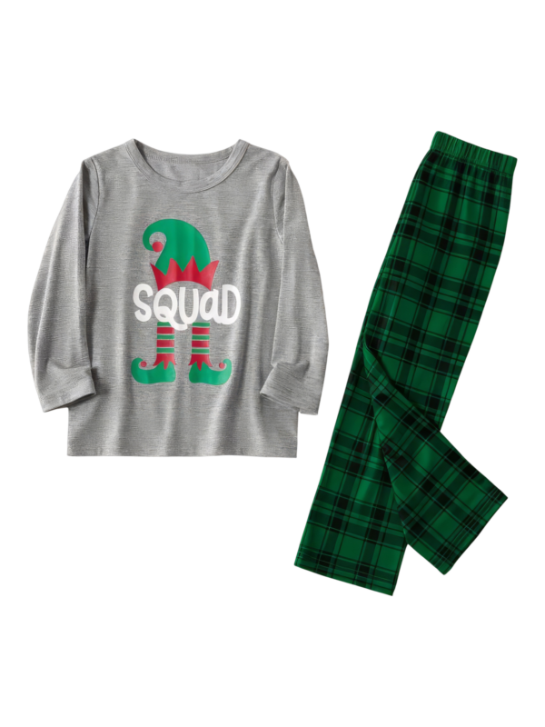 Elf Squad authentic green and gray family Christmas pyjamas