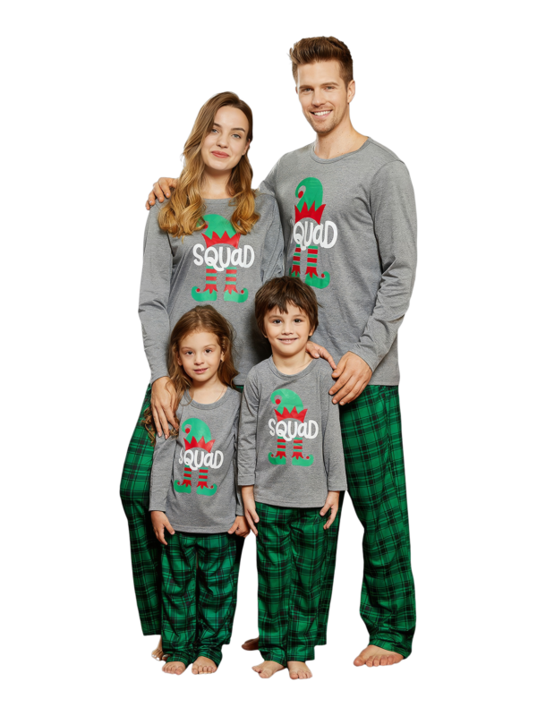 Elf Squad authentic green and gray family Christmas pyjamas