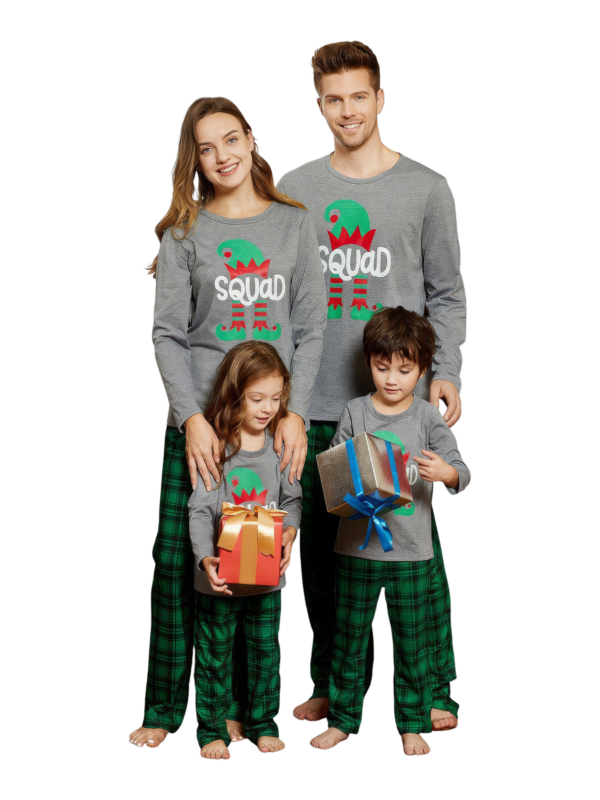 Elf Squad authentic green and gray family Christmas pyjamas