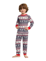 Family and couple pajamas with reindeer stripe pattern gray and white matching pajamas