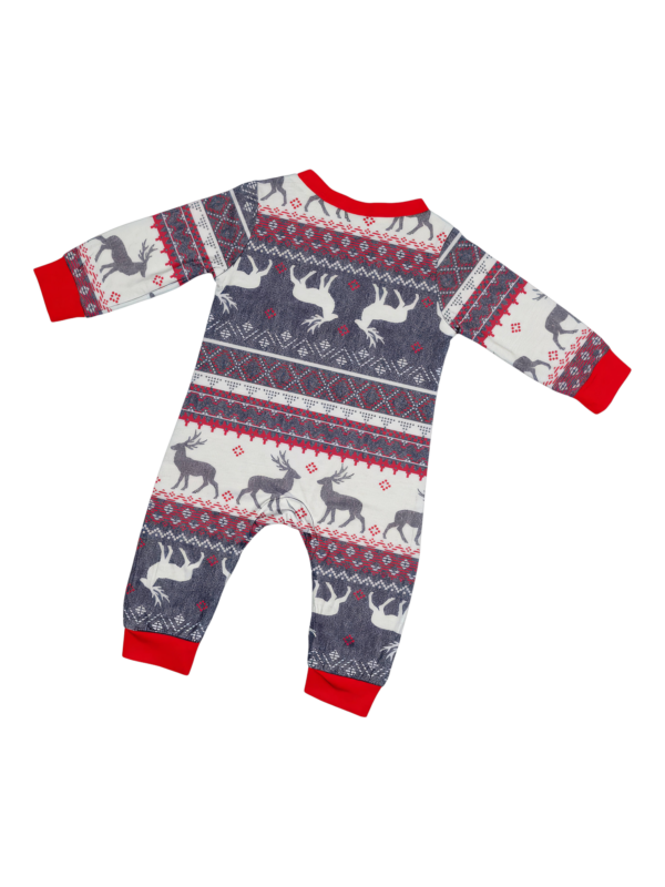 Family and couple pajamas with reindeer stripe pattern gray and white matching pajamas