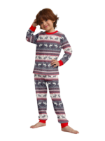 Family and couple pajamas with reindeer stripe pattern gray and white matching pajamas