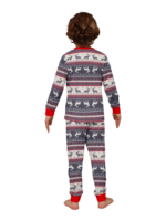 Family and couple pajamas with reindeer stripe pattern gray and white matching pajamas