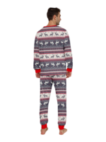 Family and couple pajamas with reindeer stripe pattern gray and white matching pajamas