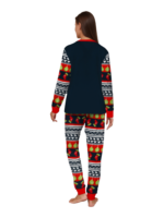 Family christmas pajamas with red and black stripes, christmas motifs