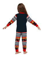Family christmas pajamas with red and black stripes, christmas motifs