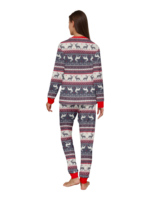 Family and couple pajamas with reindeer stripe pattern gray and white matching pajamas