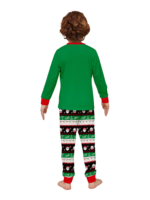 Familienpyjamas Santa in einer Girlande eingewickelt do a DAB