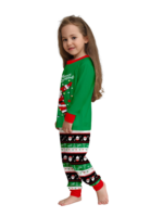 Familienpyjamas Santa in einer Girlande eingewickelt do a DAB