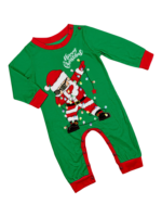 Familienpyjamas Santa in einer Girlande eingewickelt do a DAB