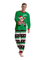 Familienpyjamas Santa in einer Girlande eingewickelt do a DAB